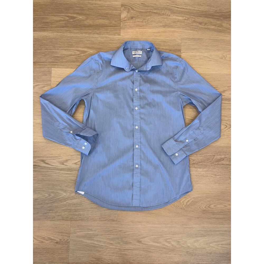 Lauren by Ralph Lauren slim fit blue long sleeve button men’s up size 16 34/35 L